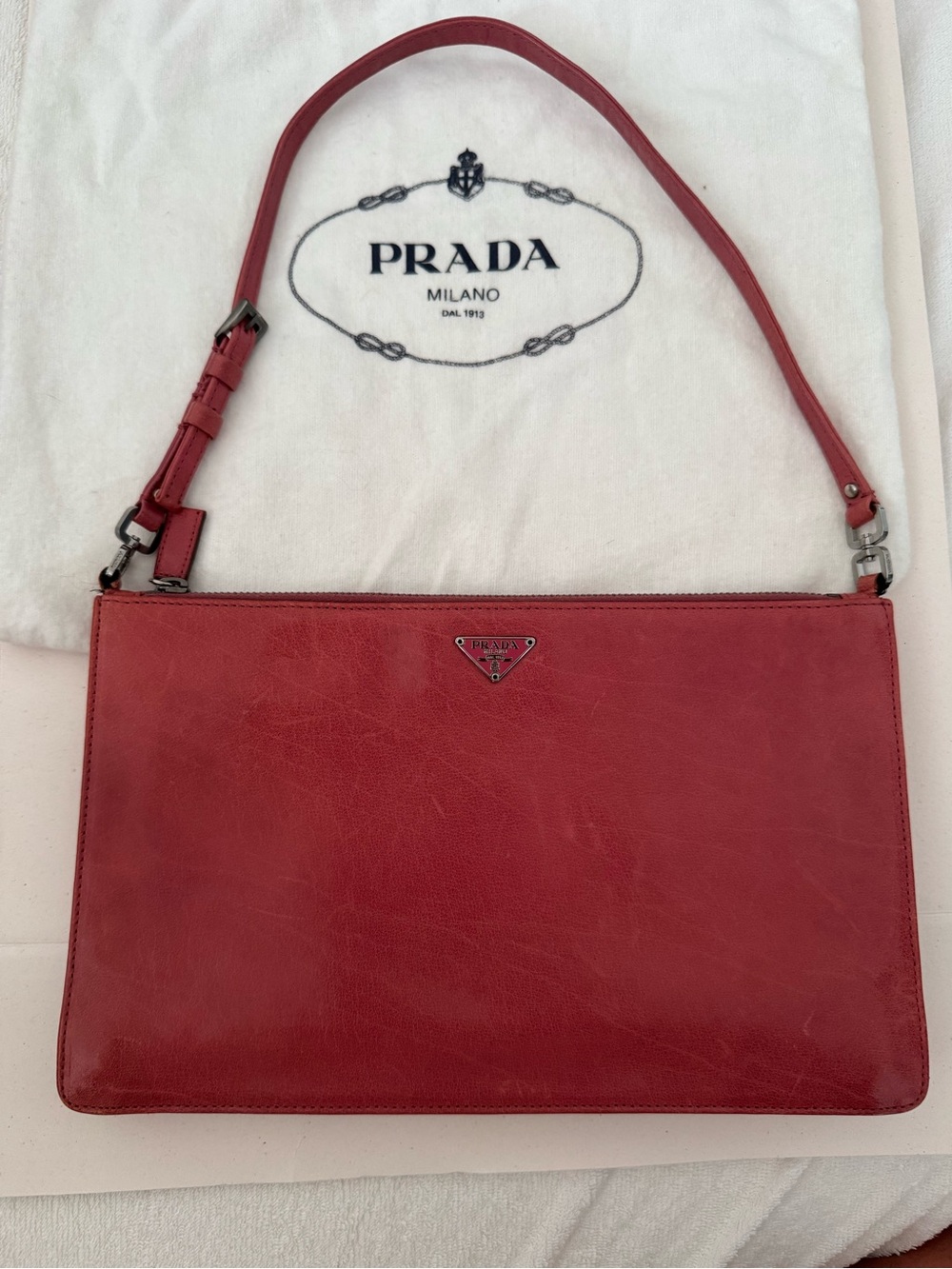 Vintage Prada Pink Leather Shoulder Pouch
